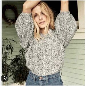 Doen Berkeley top Champignon floral navy XS